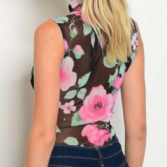 SLEEVELESS FLORAL PRINT BODYSUIT - Picture 2 of 2